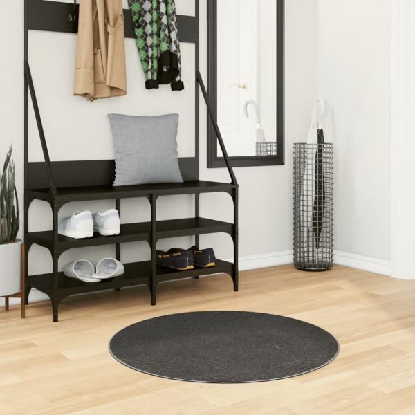 ARDEBO.de - Teppich IZA Kurzflor Skandi-Stil Anthrazit Ø 80 cm