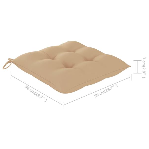 Gartenstühle 2 Stk. mit Beige Kissen Massivholz Teak