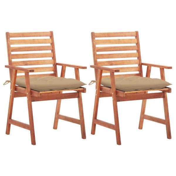 ARDEBO.de - Garten-Essstühle 2 Stk. mit Kissen Massivholz Akazie 