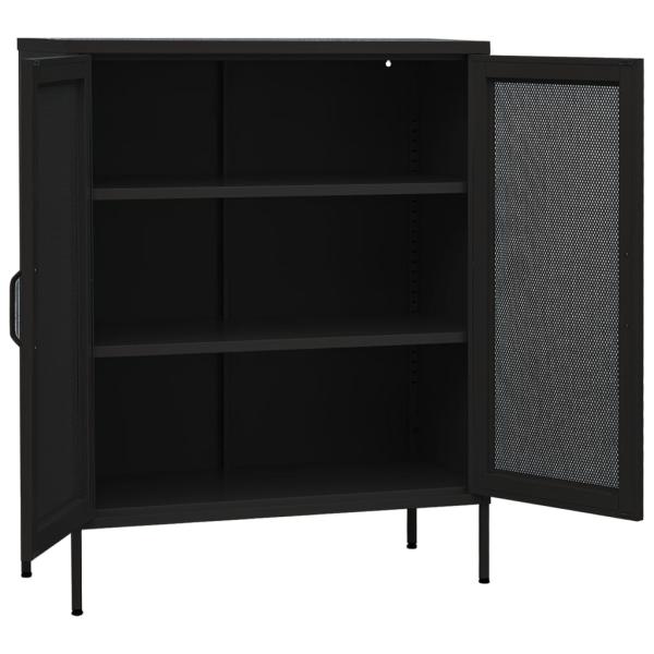 ARDEBO.de - Lagerschrank Schwarz 80x35x101,5 cm Stahl    