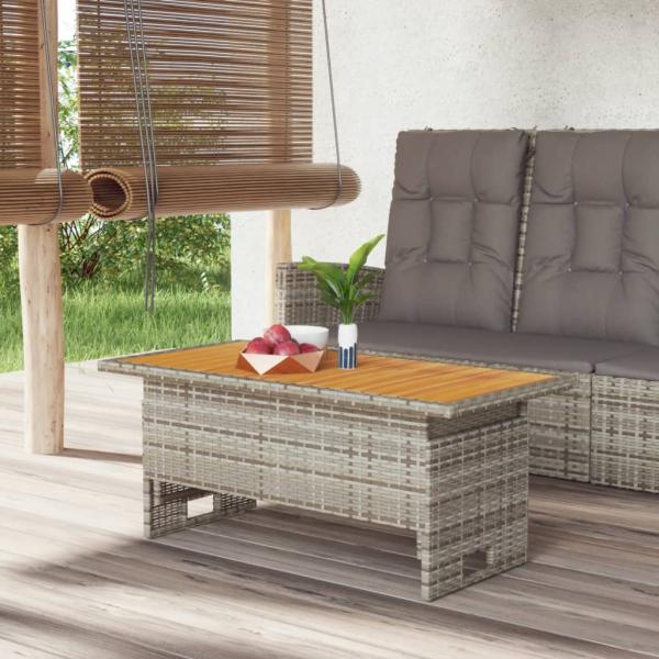 ARDEBO.de - Gartentisch Grau 100x50x43/63 cm Akazienholz & Poly Rattan