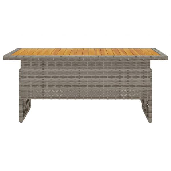 Gartentisch Grau 100x50x43/63 cm Akazienholz & Poly Rattan