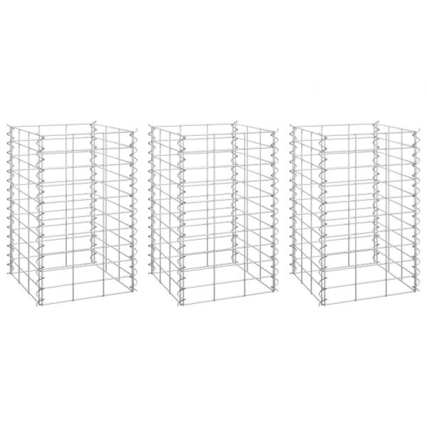 Gabionen-Hochbeete 3 Stk. 30x30x50 cm Eisen
