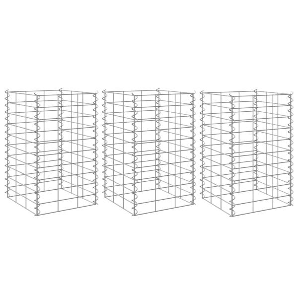 Gabionen-Hochbeete 3 Stk. 30x30x50 cm Eisen