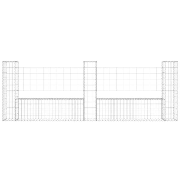 Gabionenkorb U-Form mit 3 Säulen Eisen 260x20x100 cm