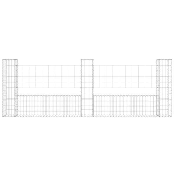 Gabionenkorb U-Form mit 3 Säulen Eisen 260x20x100 cm