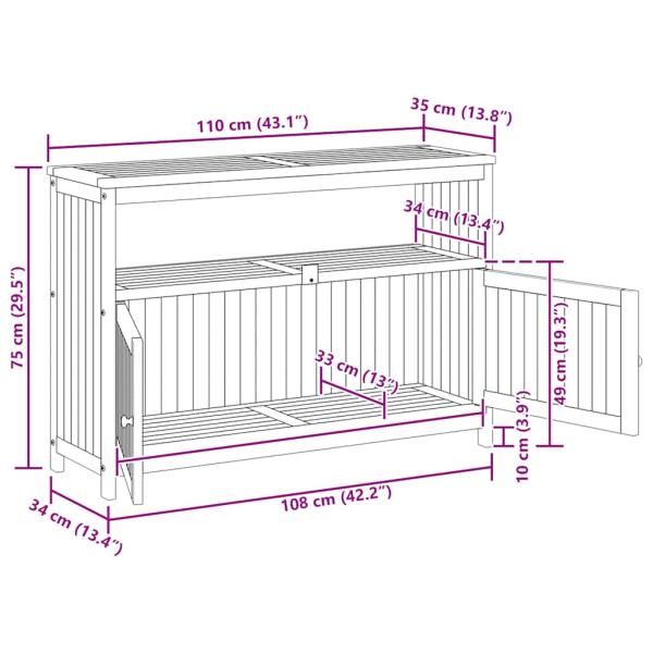 Garten-Konsolentisch 110x35x75 cm Massivholz Akazie