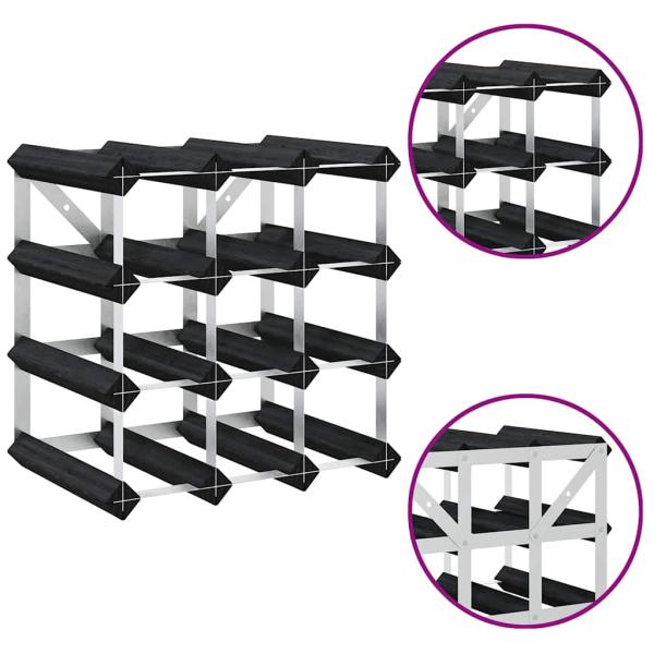 Weinregal für 12 Flaschen Schwarz Massivholz Kiefer