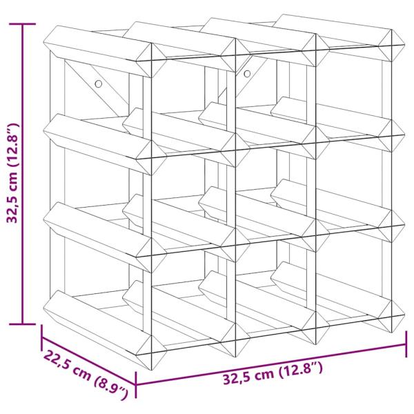Weinregal für 12 Flaschen Schwarz Massivholz Kiefer