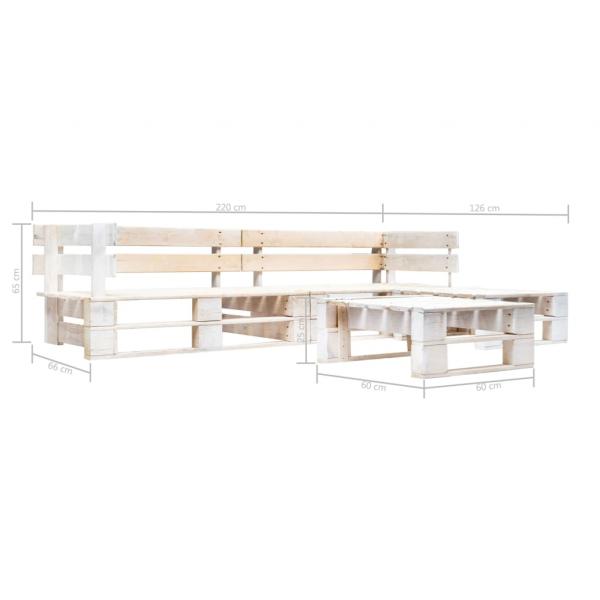 4-tlg. Garten-Paletten-Sofagarnitur Holz Weiß