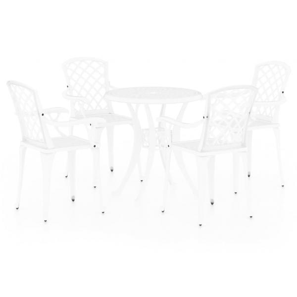 5-tlg. Bistro-Set Aluminiumguss Weiß