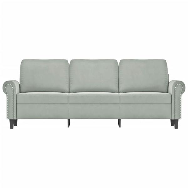 3-Sitzer-Sofa Hellgrau 180 cm Samt