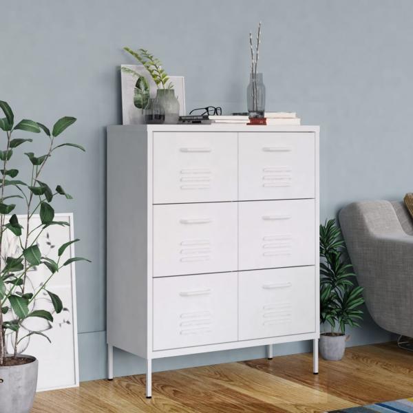 ARDEBO.de - Schubladenschrank Weiß 80x35x101,5 cm Stahl