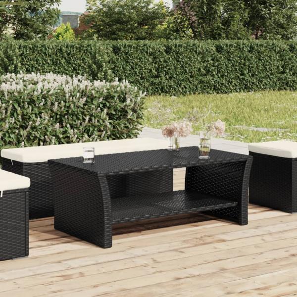 ARDEBO.de - Couchtisch Schwarz 100x50x40 cm Poly Rattan