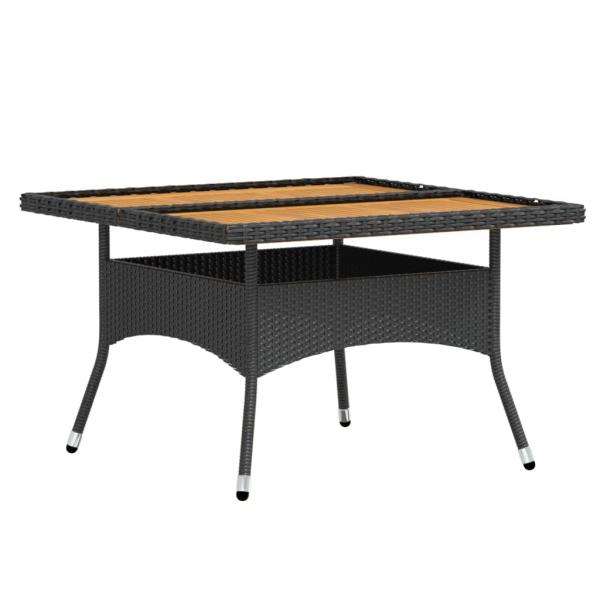 5-tlg. Garten-Essgruppe Poly Rattan & Massivholz Akazie Schwarz
