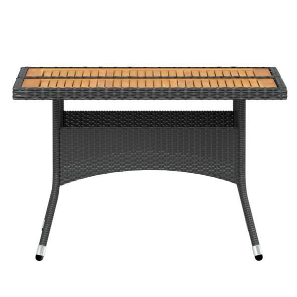 5-tlg. Garten-Essgruppe Poly Rattan & Massivholz Akazie Schwarz
