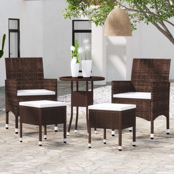 ARDEBO.de - 5-tlg. Garten-Lounge-Set Poly Rattan Braun