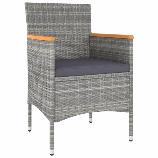 5-tlg. Garten-Bistro-Set Poly Rattan und Hartglas Grau 