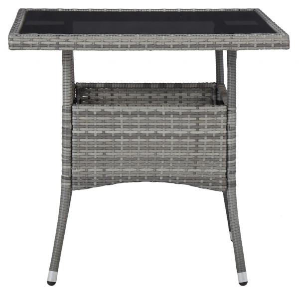 5-tlg. Garten-Essgruppe Poly Rattan und Hartglas Grau