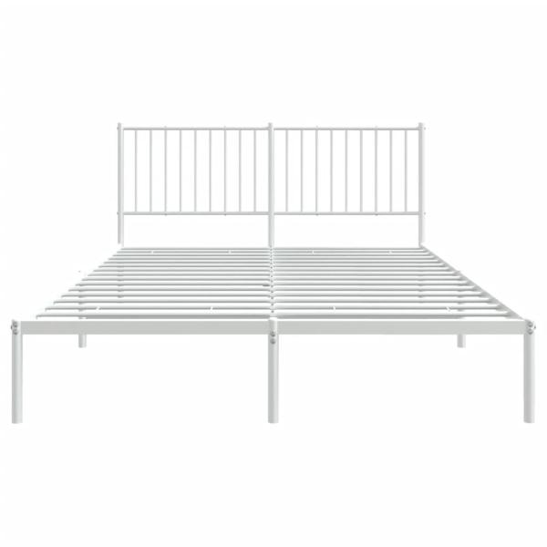 Bettgestell mit Kopfteil Metall Weiß 150x200 cm
