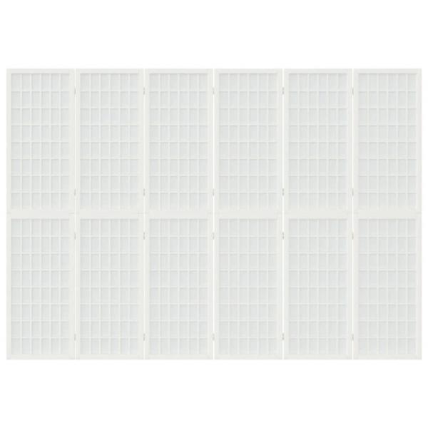 6-tlg. Paravent Japanischer Stil Faltbar 240x170 cm Weiß