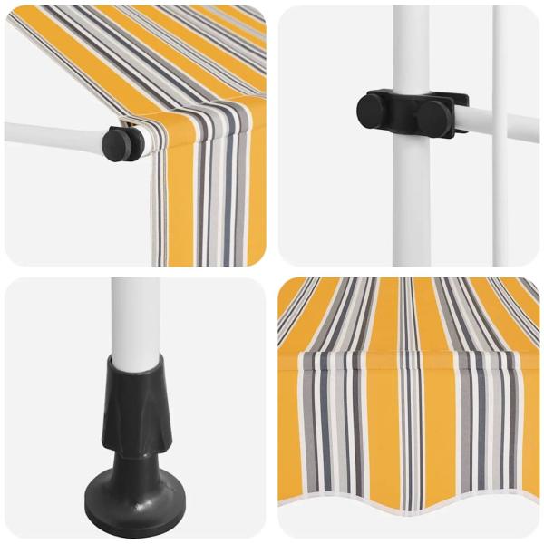 Einziehbare Markise Handbetrieben 100 cm Gelb Blau Gestreift