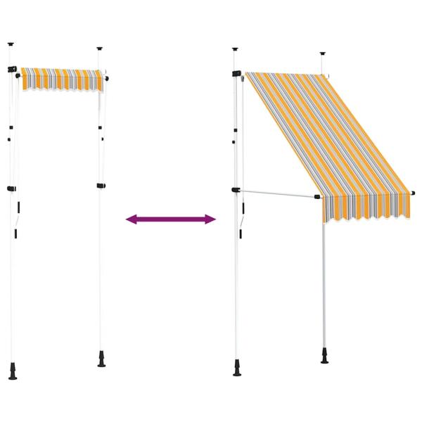 Einziehbare Markise Handbetrieben 100 cm Gelb Blau Gestreift
