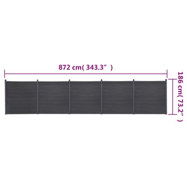 Zaunelement-Set Grau 872x186 cm WPC