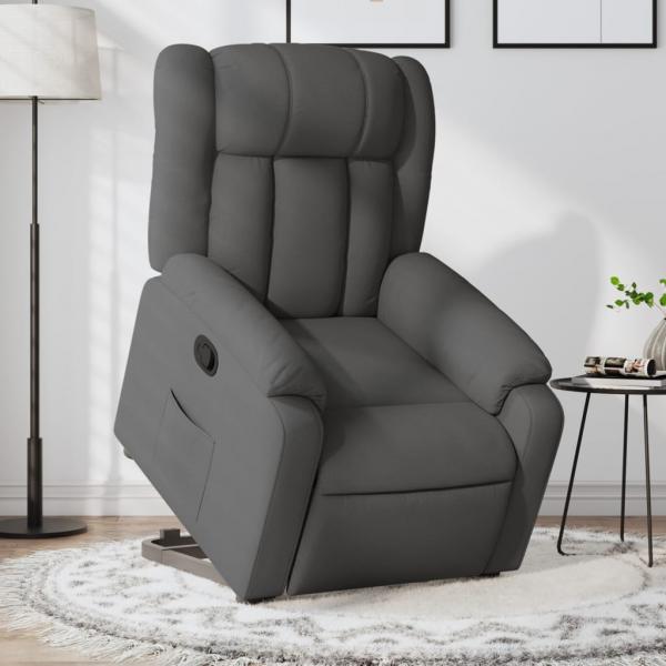 ARDEBO.de - Relaxsessel mit Aufstehhilfe Dunkelgrau Stoff