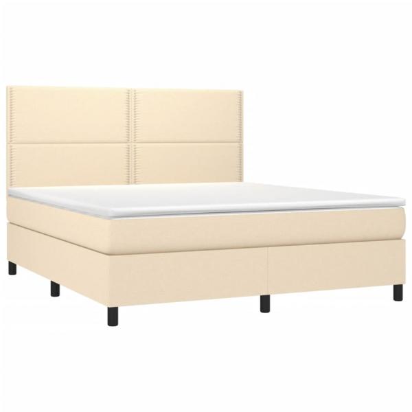Boxspringbett mit Matratze Creme 180x200 cm Stoff