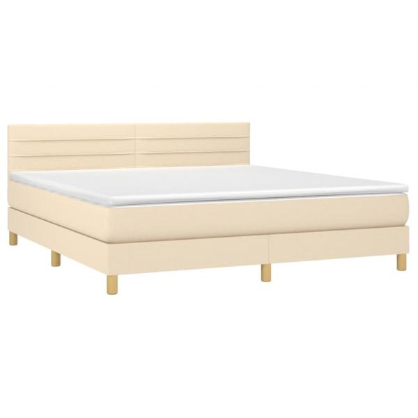 Boxspringbett mit Matratze & LED Creme 180x200 cm Stoff