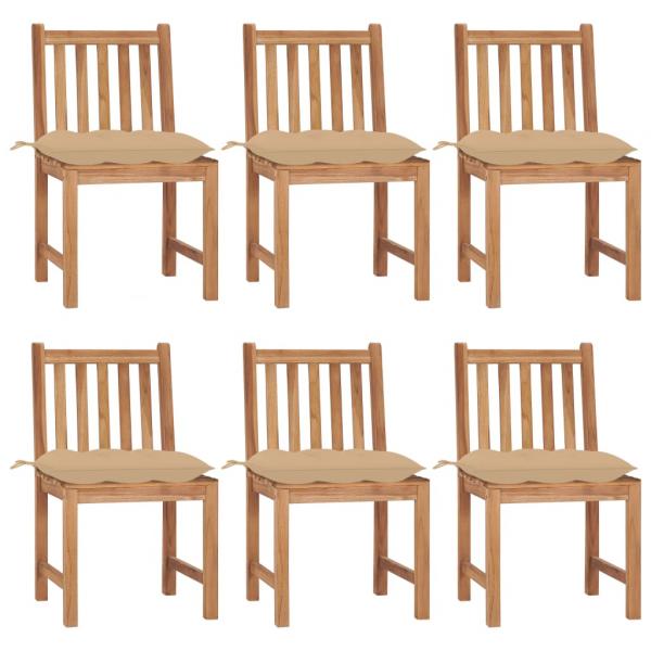 ARDEBO.de - Gartenstühle 6 Stk. mit Kissen Massivholz Teak