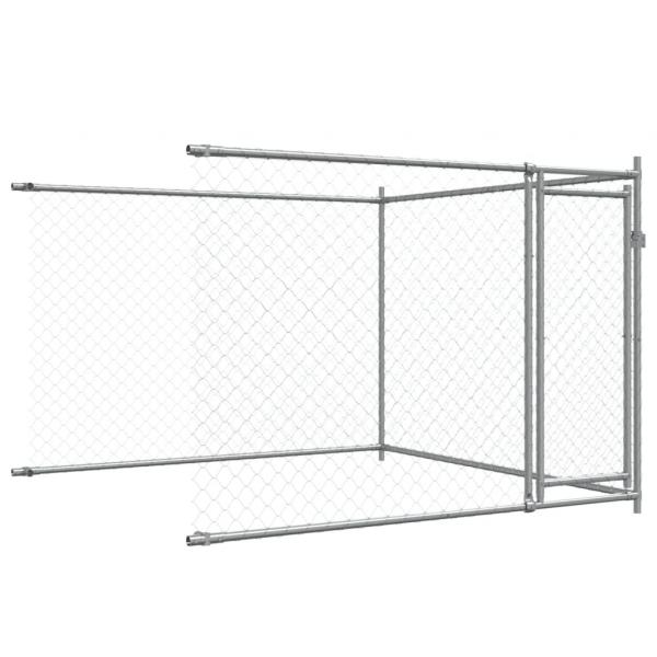 Hundezwinger mit Türen Grau 6x2x1,5 m Verzinkter Stahl