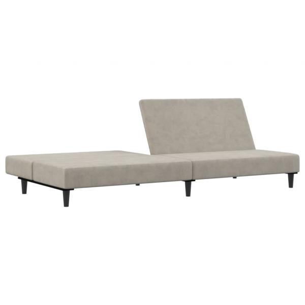 Schlafsofa 2-Sitzer Hellgrau Samt