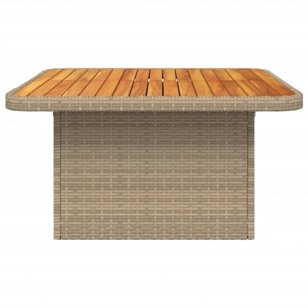 Gartentisch Beige 80x80x71 cm Poly Rattan und Akazienholz