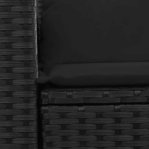 Gartensofa mit Kissen 2-Sitzer Schwarz Poly Rattan
