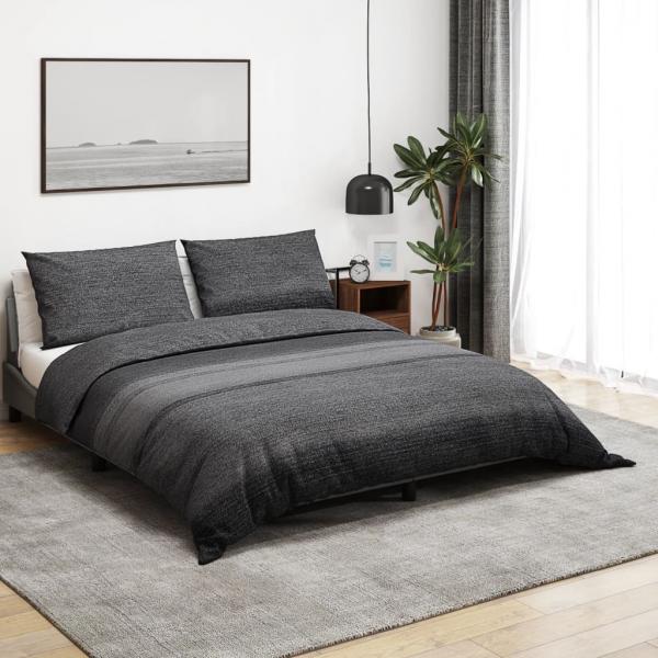 ARDEBO.de - Bettwäsche-Set Dunkelgrau 260x220 cm Baumwolle