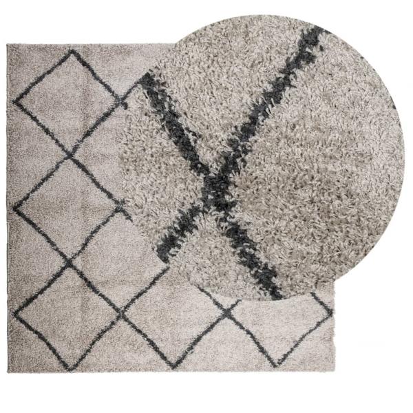 Shaggy-Teppich Hochflor Modern Beige Anthrazit 120x120 cm