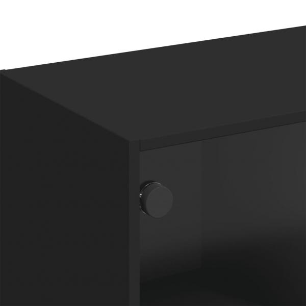 TV-Schrank mit Glastüren Schwarz 102x37x42 cm