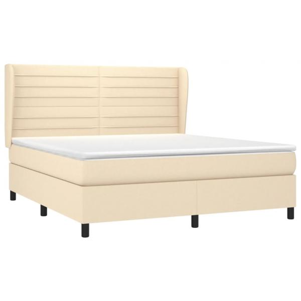 Boxspringbett mit Matratze Creme 180x200 cm Stoff