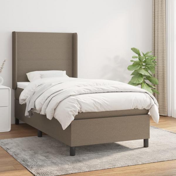ARDEBO.de - Boxspringbett mit Matratze Taupe 100x200 cm Stoff