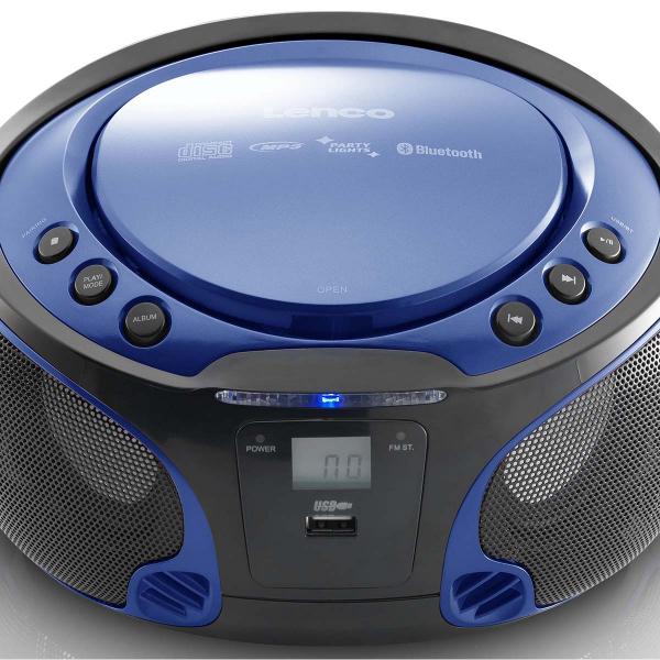 SCD-550BU Tragbarer FM-Radio-CD/MP3/USB/Bluetooth®-Player mit LED-Beleuchtung Blau (Menge: 2 je Bestelleinheit)