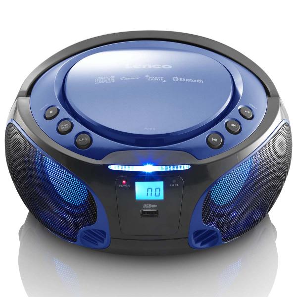 SCD-550BU Tragbarer FM-Radio-CD/MP3/USB/Bluetooth®-Player mit LED-Beleuchtung Blau (Menge: 2 je Bestelleinheit)