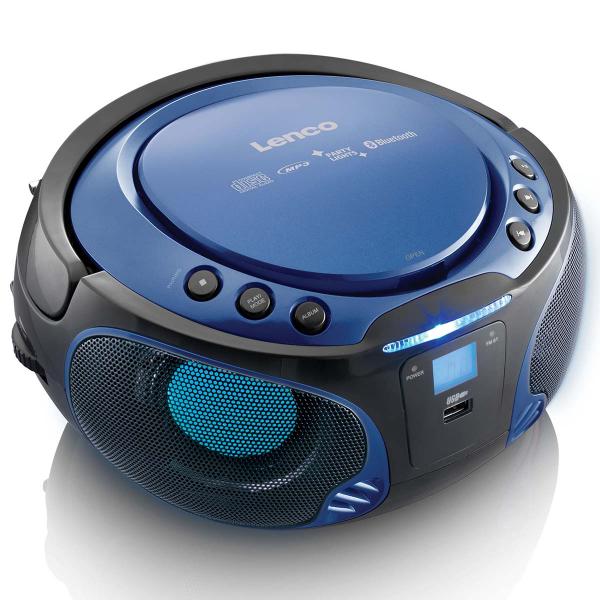 SCD-550BU Tragbarer FM-Radio-CD/MP3/USB/Bluetooth®-Player mit LED-Beleuchtung Blau (Menge: 2 je Bestelleinheit)