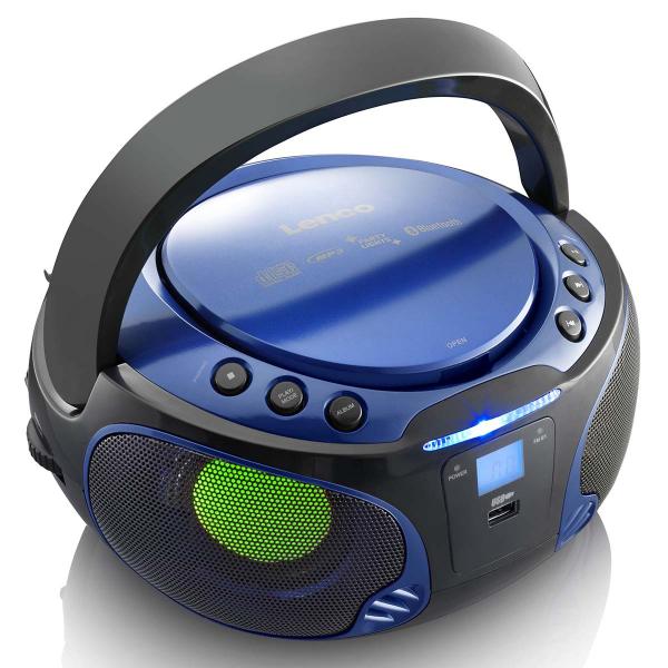 SCD-550BU Tragbarer FM-Radio-CD/MP3/USB/Bluetooth®-Player mit LED-Beleuchtung Blau (Menge: 2 je Bestelleinheit)