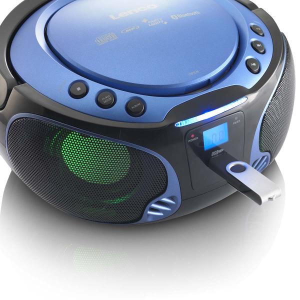 SCD-550BU Tragbarer FM-Radio-CD/MP3/USB/Bluetooth®-Player mit LED-Beleuchtung Blau (Menge: 2 je Bestelleinheit)