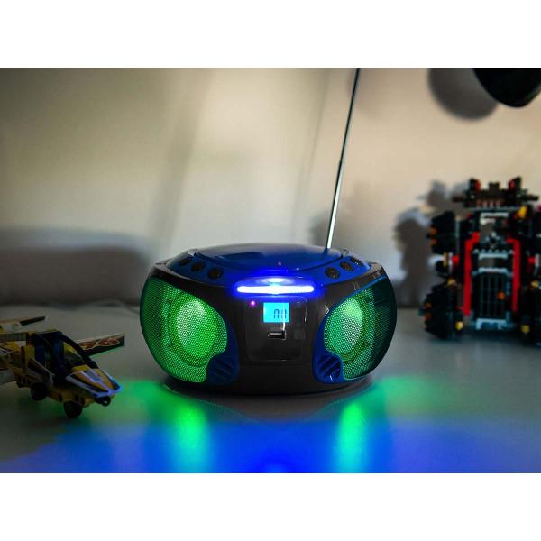SCD-550BU Tragbarer FM-Radio-CD/MP3/USB/Bluetooth®-Player mit LED-Beleuchtung Blau (Menge: 2 je Bestelleinheit)