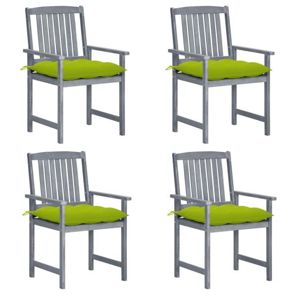 ARDEBO.de - Gartenstühle mit Kissen 4 Stk. Grau Massivholz Akazie
