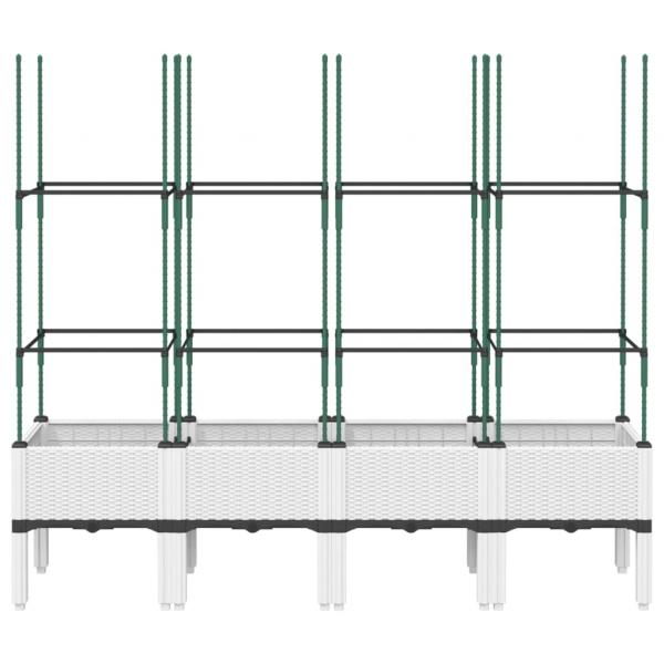Pflanzkübel mit Rankgitter Weiß 160x40x142,5 cm PP