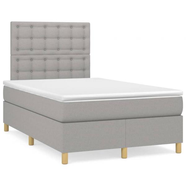 ARDEBO.de - Boxspringbett mit Matratze Hellgrau 120x190 cm Stoff